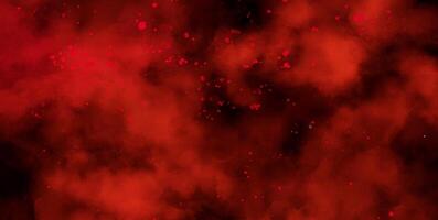 Dynamic Abstract Red Powder Explosion on Black Background with Smoke Frame and Space photo