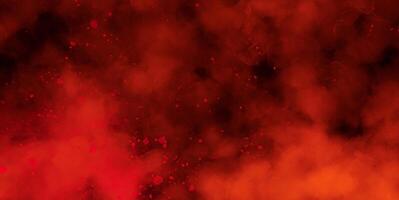 Dynamic Abstract Composition, Red Powder Explosion in Smoke Frame on Black Background photo