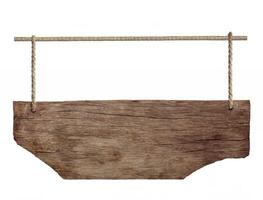 Old Weathered Wood Sign on White Background photo