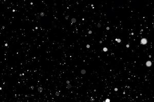White Snow Bokeh on Black Background - Snowfall Design Element photo