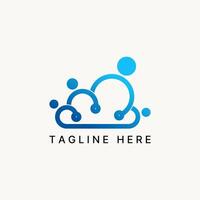 Logo design graphic concept creative premium stock unique cloud dots tech people hand in hand. Related to technology relationship net branding vector