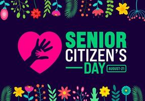Senior Citizens Day is observed every year in 21 August. Holiday concept. Template for background, banner, card, poster, placard, design template with unique shapes with standard color. vector