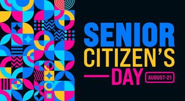 Senior Citizens Day is observed every year in 21 August. Holiday concept. Template for background, banner, card, poster, placard, design template with unique shapes with standard color. vector