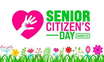 Senior Citizens Day is observed every year in 21 August. Holiday concept. Template for background, banner, card, poster, placard, design template with unique shapes with standard color. vector
