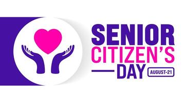 Senior Citizens Day is observed every year in 21 August. Holiday concept. Template for background, banner, card, poster, placard, design template with unique shapes with standard color. vector