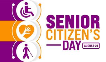Senior Citizens Day is observed every year in 21 August. Holiday concept. Template for background, banner, card, poster, placard, design template with unique shapes with standard color. vector