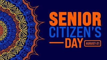 Senior Citizens Day is observed every year in 21 August. Holiday concept. Template for background, banner, card, poster, placard, design template with unique shapes with standard color. vector
