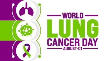 World Lung Cancer Day is observed every year in 01 August. Holiday concept. Template for background, banner, card, poster, placard, design template with unique shapes with standard color. vector