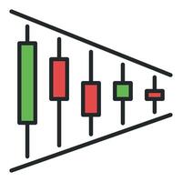 Crypto Triangle Pattern Red and Green Candlesticks colored icon or design element vector