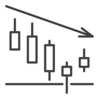 Downtrend Candlestick Chart Crypto Trading thin line icon or design element vector