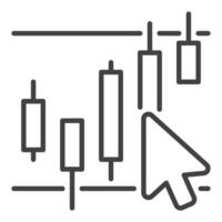 Mouse Cursor on Candlestick Chart icon or symbol in thin line style vector