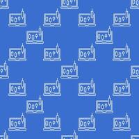 Candlestick Chart Pattern on Laptop Screen outline seamless pattern vector