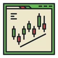 Day Trading in Web Browser Crypto Trading colored icon or sign vector