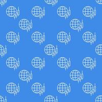 Earth Globe with Candlestick Chart seamless pattern in thin line style vector