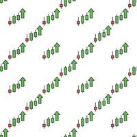 Uptrend Candlestick Chart colored seamless pattern vector