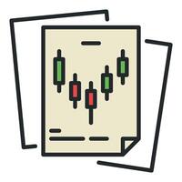 Crypto Documents with Candlestick Chart colored icon or logo element vector