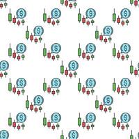 Candlestick Chart and Speech Bubble Cryptocurrency Trading colored seamless pattern vector