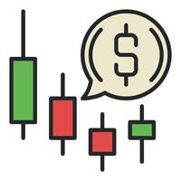 Candlestick Chart and Speech Bubble Cryptocurrency Trading colored icon or symbol vector