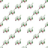 Stock Market Day Trading Candlestick Chart Patterns colored seamless pattern vector