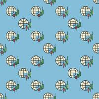 Candlestick Chart and Earth Globe Crypto Trading colored seamless pattern vector