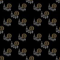 Dollar in Speech Bubble with Candlestick Chart outline seamless pattern vector
