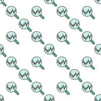 Magnifying Glass with Candlestick Chart colored seamless pattern vector