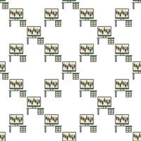 Desktop Computer with Candlestick Chart Online Crypto Trading colored seamless pattern vector