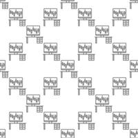 Online Trading PC with Candlestick Chart seamless pattern in thin line style vector