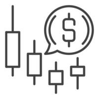 Dollar in Speech Bubble with Candlestick Chart outline icon or design element vector