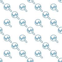 Magnifying Glass and Candlestick Chart Searching Magnifier outline seamless pattern vector