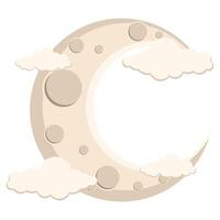 Flat Moon With Cloud Illustration vector