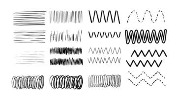 zig zag set background. Geometry group batik graphic. Hand drawn doodle painting. Design illustration brush stroke. Art backdrop concept. Black color. Wave vector