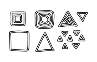 set background. Square, triangle geometry group batik graphic. Hand drawn doodle painting. Design illustration brush stroke. Art backdrop concept. Black color vector