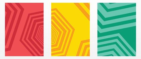 Set of abstract geometric hexagon pattern red yellow green, simple background vector