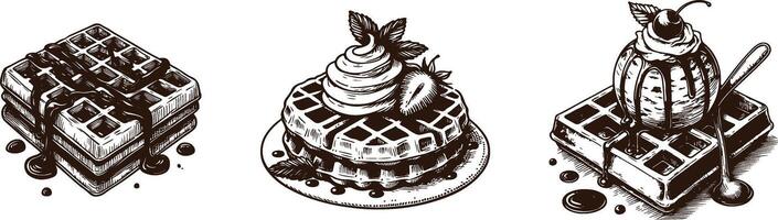 sketch of hand drawn waffle vector