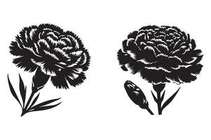 line art of a carnation flowers set silhouette pattern white background vector