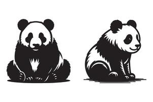 Panda silhouette style illustration art isolated on transparent background vector