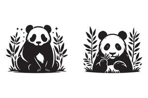 Panda silhouette style illustration art isolated on transparent background vector