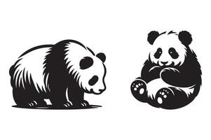 Panda silhouette style illustration art isolated on transparent background vector