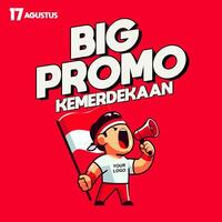 promo template for Indonesian independence day with red and white flag vector