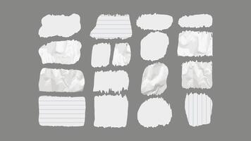 Paper and Elements scrapbooking Old torn crumpled. Empty memo note templates. Different textures patterns ragged edges. illustration. vector