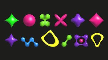 3D plastic elements set isolated abstract shapes. Geometric shapes are bright saturated colors. . vector