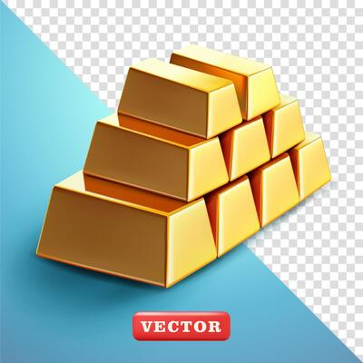 Stack of Gold Bars, 3d. Suitable for financial, business and element designs