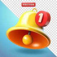Bell Notification, 3d. Suitable for symbols and design elements vector