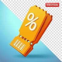 Ticket discount, 3d. Suitable for advertising, business and design elements vector