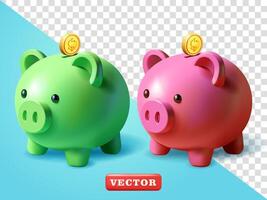 Piggy bank, 3d. Suitable for financial, business and design elements vector