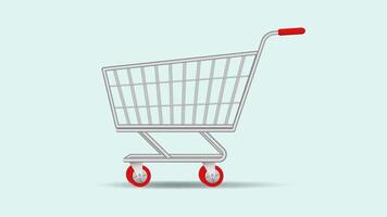 shopping trolley or basket with fruit, vegetables and bread shopping cart element vector