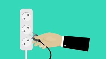 Electric risk burn. Overload plug in power outlet in. caution and warning Danger electricity illustration. vector