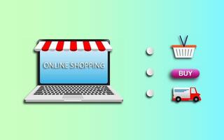 Shopping online using smartphone concept vector