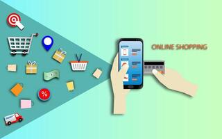 Shopping online using smartphone concept vector